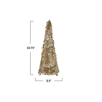 Hello Honey® 10.75" Gold & Nickel Wire & Glass Beaded Christmas Tree
