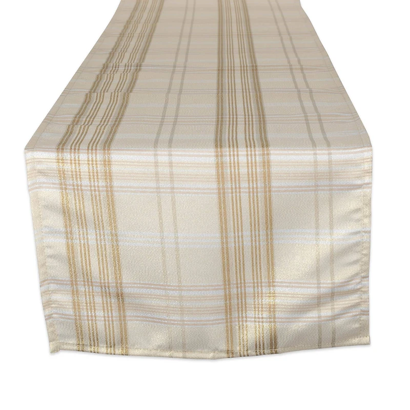 DII® 72" Metallic Cream Plaid Table Runner