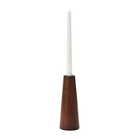 Hello Honey® 8'' Walnut Cone Shaped Mango Wood Taper Candle Holder