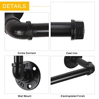 Black 4-Piece Wall Mounted Industrial Pipe Bathroom Hardware Set