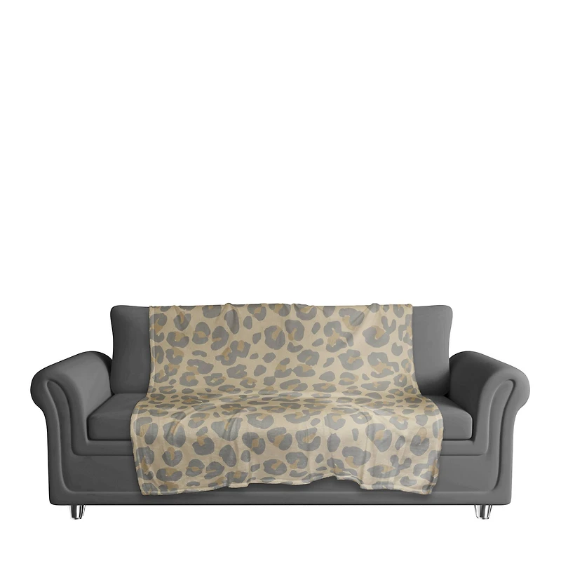 Neutral Gray Leopard Coral Fleece Blanket