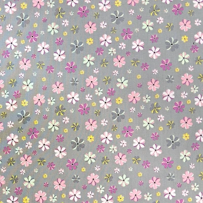 Camelot Fabrics My Pink & Gray Floral Novelty Cotton Fabric
