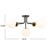Hello Honey® 27.5" Sputnik Semi-Flush Mount Opal Glass Ceiling Light