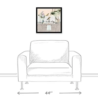 Birdies at the Sink Black Floating Framed Canvas