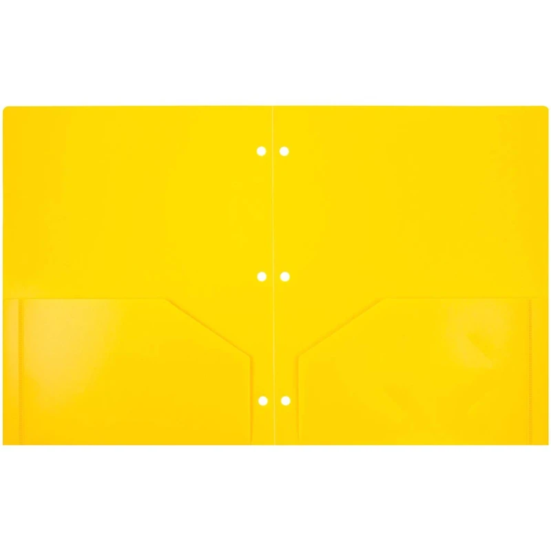 JAM Paper Primary Color Heavy Duty Plastic 3-Hole School Folders with Pockets, 6ct.