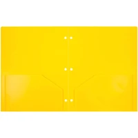 JAM Paper Primary Color Heavy Duty Plastic 3-Hole School Folders with Pockets, 6ct.