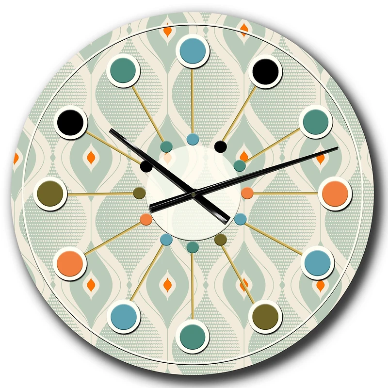 Designart 'Retro Abstract Drops X Mid-Century Modern Wall Clock