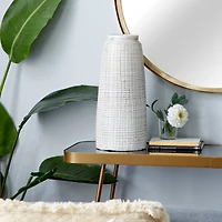 17" White Terracotta Coastal Vase