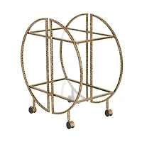 Hello Honey® Modern Hammered Brass Round Bar Cart