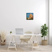 Stupell Industries Safari Lion Abstract Shape Collage Blue Orange Framed Wall Art