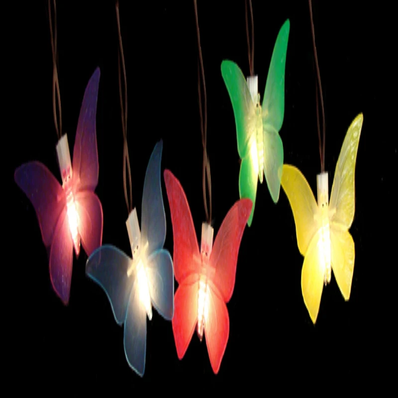 10ct. Multicolored LED Butterfly Garden Patio String Lights