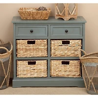 Traditional 4-Basket Turquoise Storage Cabinet