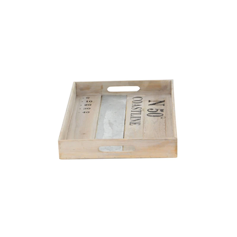 Brown Wood Coastal Tray Set