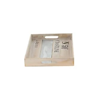 Brown Wood Coastal Tray Set