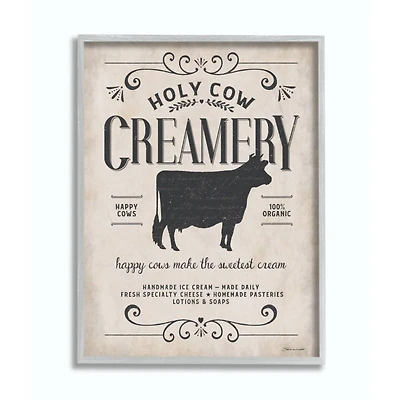 Stupell Industries Creamery Cow Gray Framed Wall Art