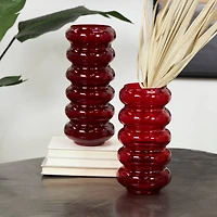 Red Glass Bubble Vase Set