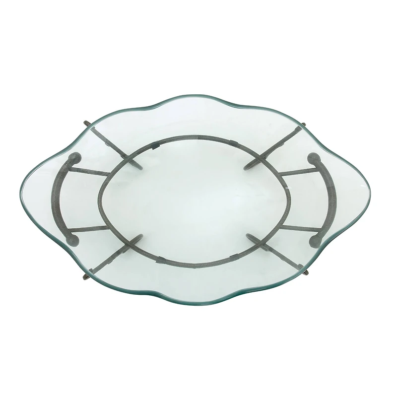 Copper Glass and Metal Traditional Serving Bowl, 9" x 23" x 14"