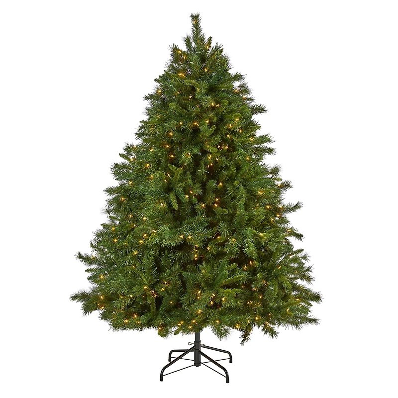 7ft. Pre-Lit Wyoming Mixed Pine Artificial Christmas Tree, Clear LED Lights