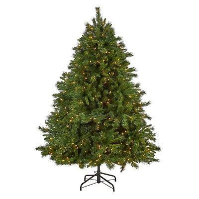 7ft. Pre-Lit Wyoming Mixed Pine Artificial Christmas Tree, Clear LED Lights