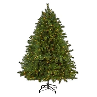 7ft. Pre-Lit Wyoming Mixed Pine Artificial Christmas Tree, Clear LED Lights