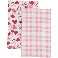 Plaid & Hearts Valentine's Day Kitchen Tea Towels Set
