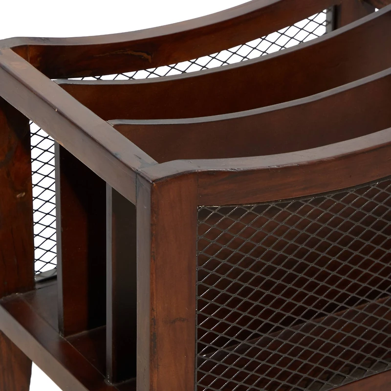 Brown Wood Traditional Magazine Rack Holder