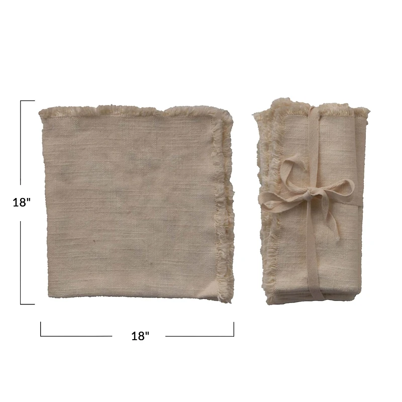 Hello Honey® Cream Square Linen Napkin with Fringe Trim, 4ct.