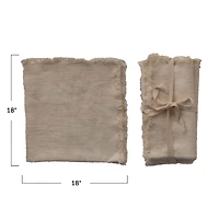 Hello Honey® Cream Square Linen Napkin with Fringe Trim, 4ct.