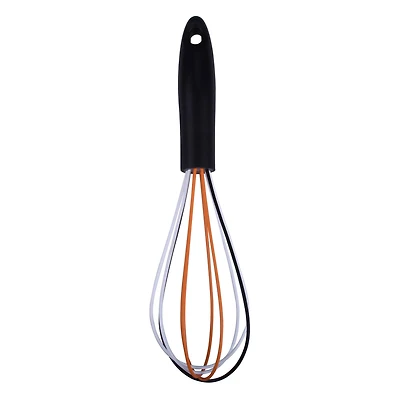 Mini Black, Orange & White Silicone Whisk by Makery™