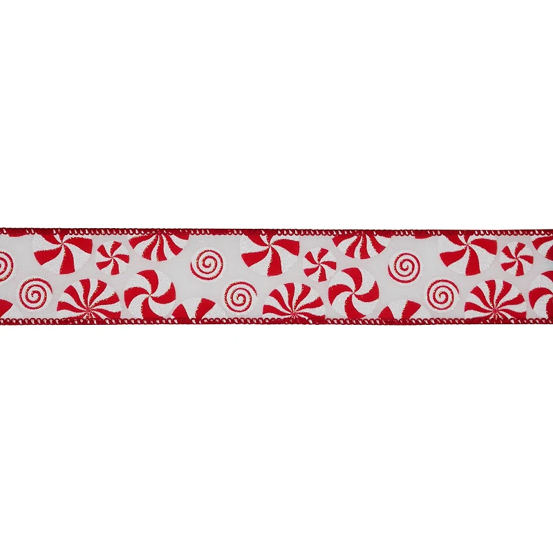 1.5" x 30ft. Peppermint Swirl Wired Ribbon by Celebrate It®