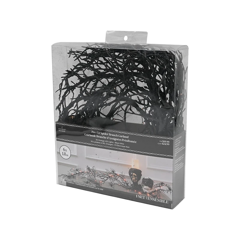 6ft. Orange LED Lighted Branch String Lights with Spiders by Ashland®