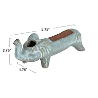Hello Honey® 5.75" Gray Stoneware Elephant Match Holder