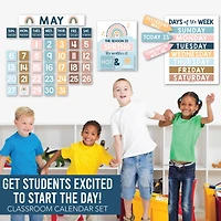 Hadley Designs 11" x 17" Boho Circle Time Bulletin Board Calendar for Classroom Posters Set