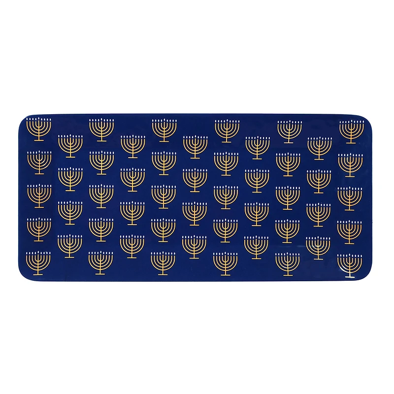 17" x 8" Blue & Gold Menorah Print Tray by Ashland®