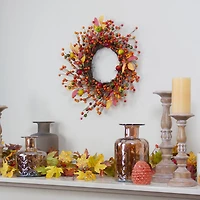 18" Berries & Apples Foliage Twig Thanksgiving Wreath