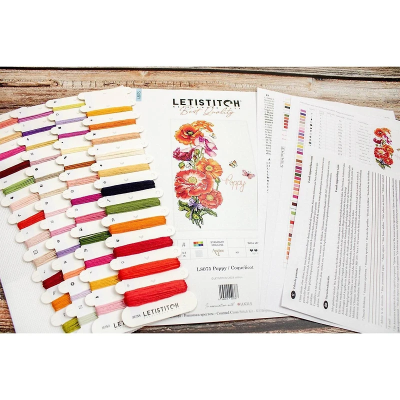 LetiStitch Poppy Counted Cross Stitch Kit
