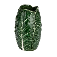 Hello Honey® 8.25" Green Hand Painted Embossed Stoneware Cabbage Vase
