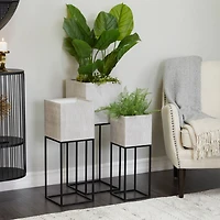 Light Gray Metal Modern Planter Set