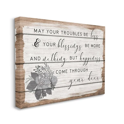 Stupell Industries Charming Troubles Be Less Phrase Country Floral Detail Canvas Wall Art