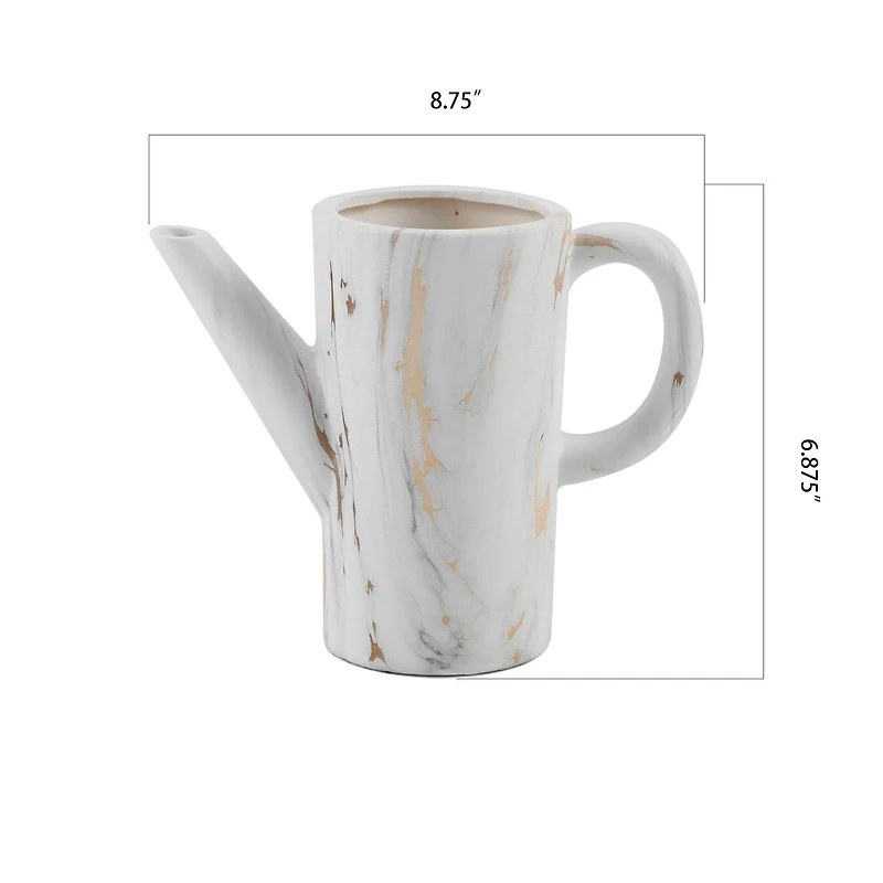 Flora Bunda 8.75" Gold Marble Ceramic Watering Can