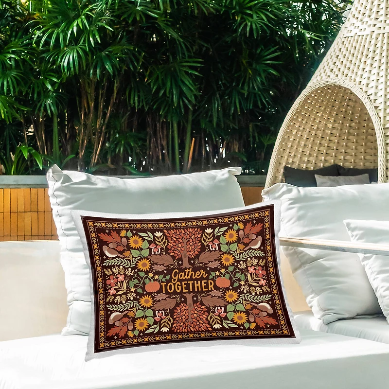 Stupell Industries Gather Together on Brown Outdoor Printed Pillow