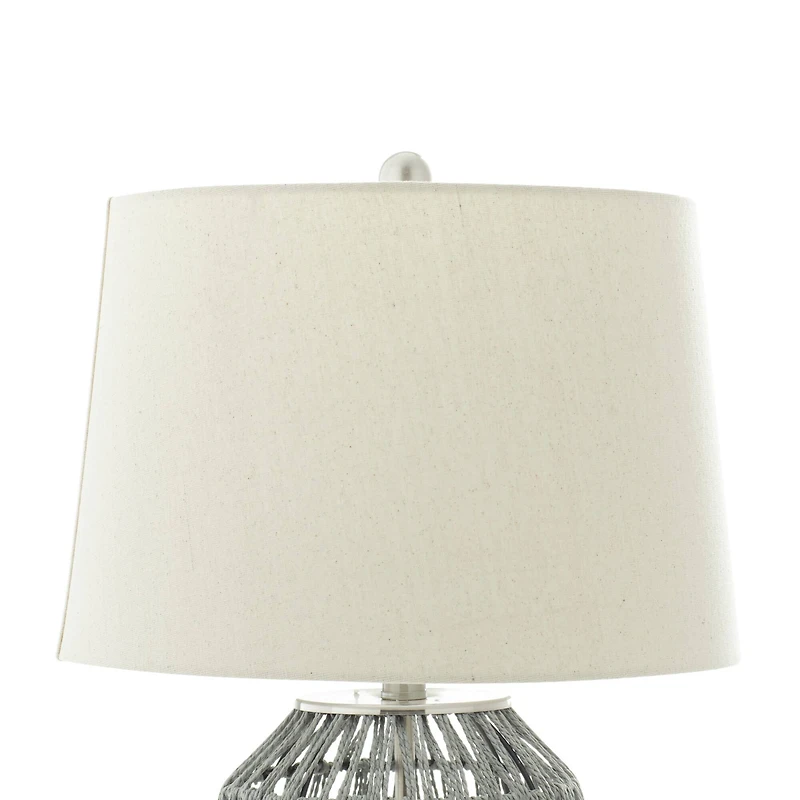 Grey Cotton Coastal Table Lamp, 25" x 15" x 15'