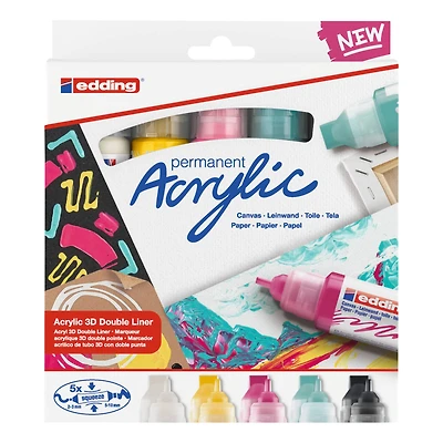 edding® 5400 5 Color Acrylic 3D Double Liner Marker Set