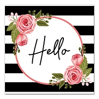 Hello Floral & Stripes Canvas Art