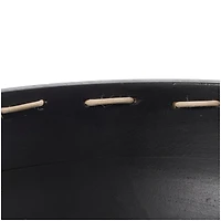 12" Black Mango Wood Handmade Decorative Bowl with Woven Rope Accents