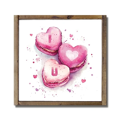 9.5" I Heart U Macaroons Framed Wood Plaque