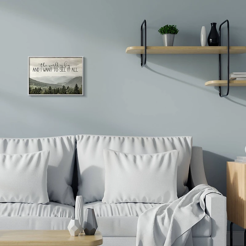 Stupell Industries See It All Phrase Forest Tree Mountain Range in Gray Frame Wall Art