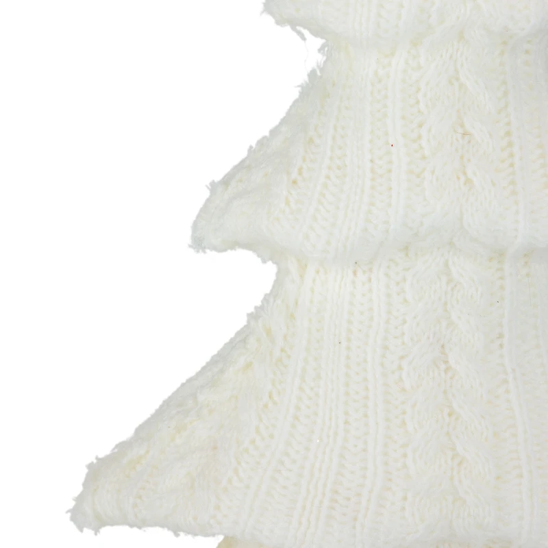 16.75" Cream Cable Knit Christmas Tree Tabletop Décor