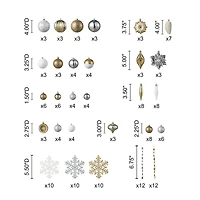 Glitzhome® 160 Pack Elegant Silver & Gold Deluxe Boxed Shatterproof Ornaments