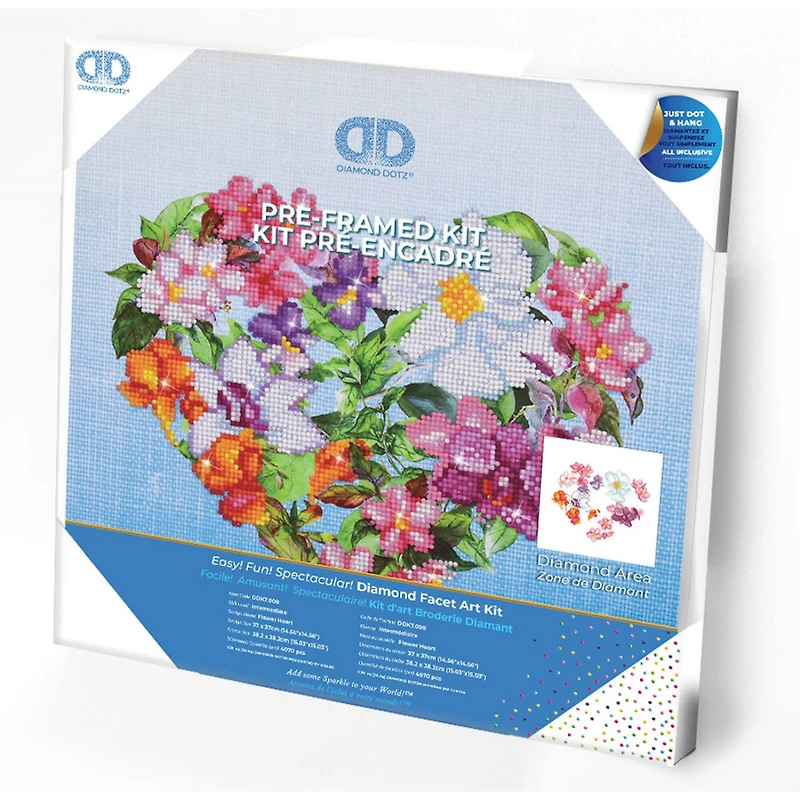 Diamond Dotz® Intermediate Flower Heart with Frame Diamond Painting Kit